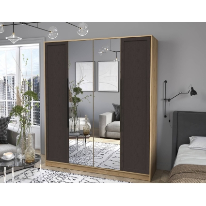 Шкаф распашной Тренд КТ-Ш4 (з) (Дуб золотой ЛДСП/ Дуб английский ЛМДФ) Ш1800 В2128 Г547